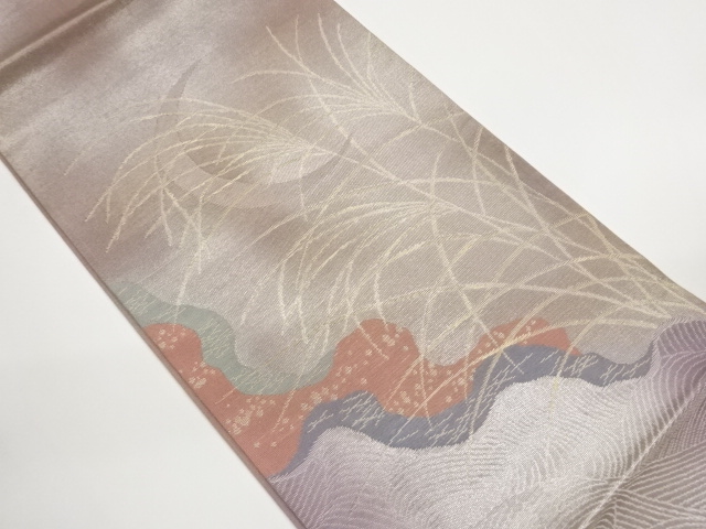 JAPANESE FUKURO OBI FOR SUMMER / GIN-TOSHI / WOVEN MICHINAGADORI